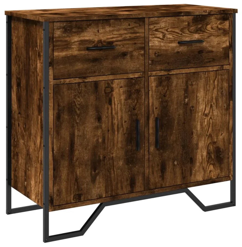 füstös tölgy színű szerelt fa tálalószekrény 79,5x35,5x74,5 cm