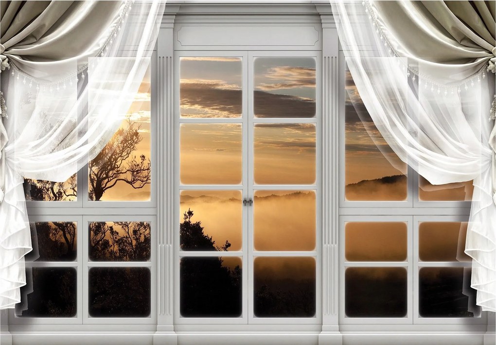 Fotótapéta Hegyek Naplemente köd vinil panoráma 208x146 +ragasztó