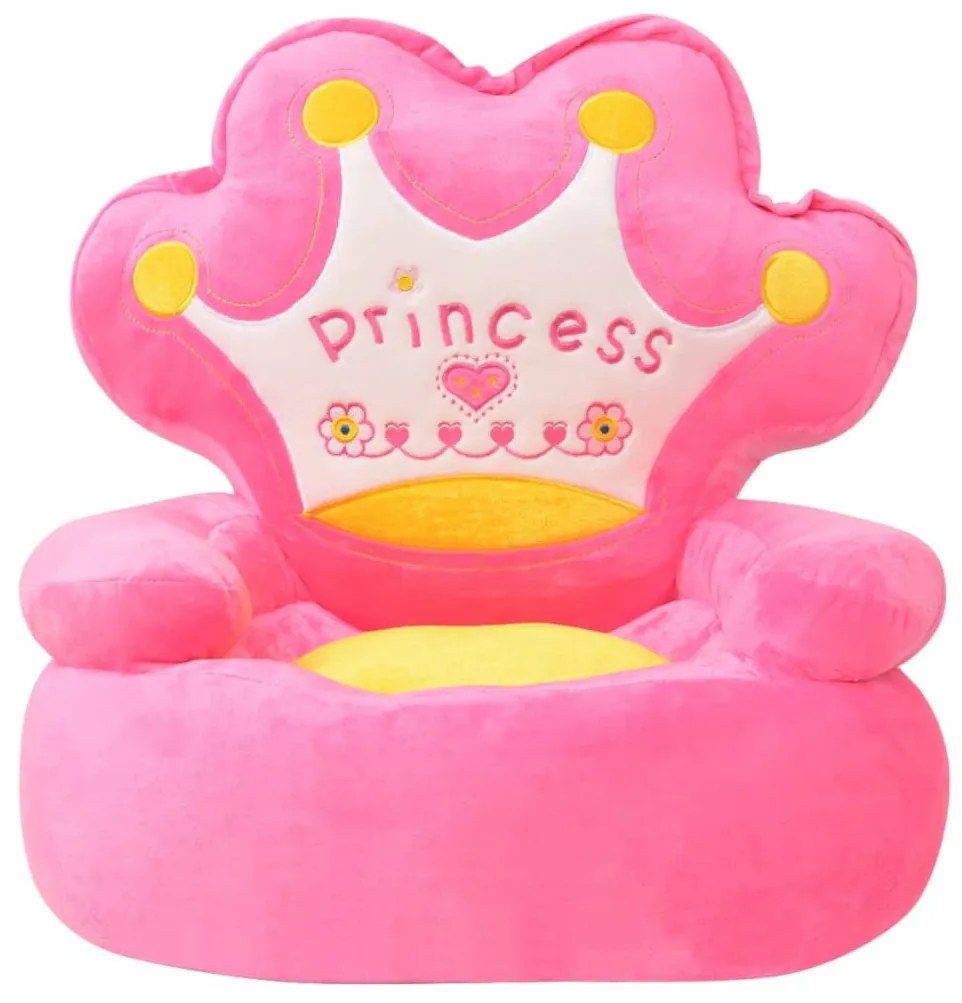 rózsaszín princess-feliratos plüss gyerekszék