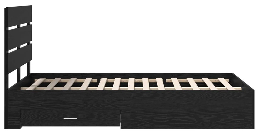 vidaXL Ágykeret fiókkal fejtámlával Fekete tölgy 120 x 190 cm Faanyag