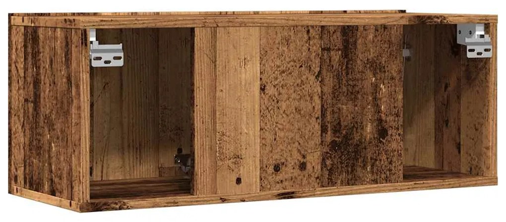 2 db antik fa színű falra szerelhető TV-szekrény 80 x 30 x 30cm
