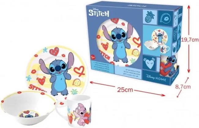 Disney Lilo és Stitch, A csillagkutya Heart porcelán étkészlet Díszdobozban