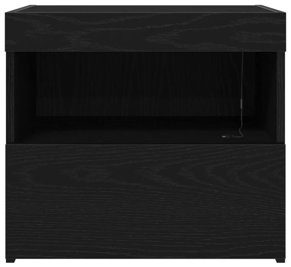 LED világítással felszerelt éjjeli szekrények 2 db Fekete tölgy 50x40x45 cm