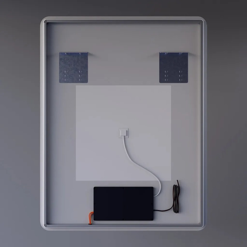 Álló fürdőszobai LED tükör 70x90cm | Páramentesítő funkció - Beépített óra - Fényerő és színhőmérséklet szabályozás | Welland Luxury-Line G1095