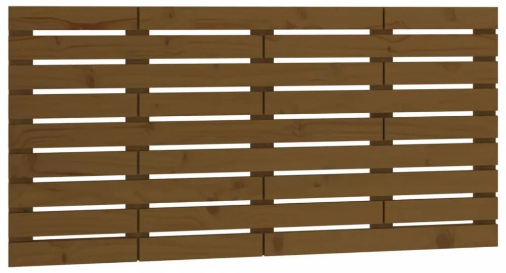 mézbarna tömör fenyőfa fali fejtámla 126 x 3 x 63 cm