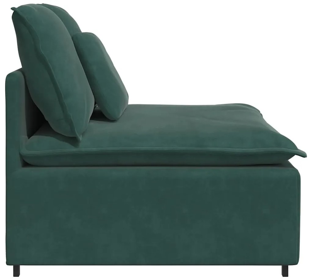 vidaXL sötétzöld moduláris kanapé középső modul párnákkal 100 cm