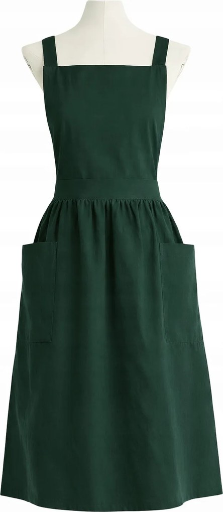 Női pamut konyhai kötény, tengeri zöld – gasztronómiai