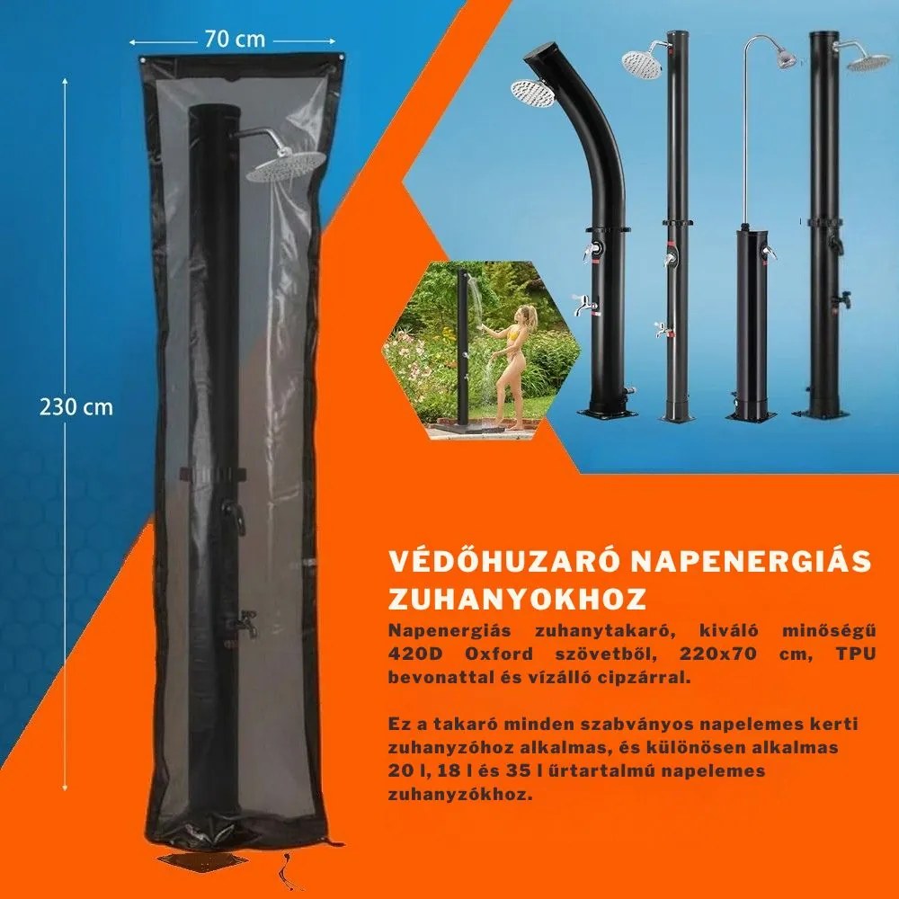KARIBIK napelemes zuhany, 35l, fekete Jurhan