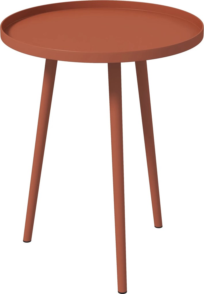 Outsunny Kerti Oldalsó Asztal, időjárásálló kültéri asztal emelt peremmel, fém erkélyasztal, kerek dohányzóasztal 20 kg-ig terhelhető, Ø40x50H cm, kül