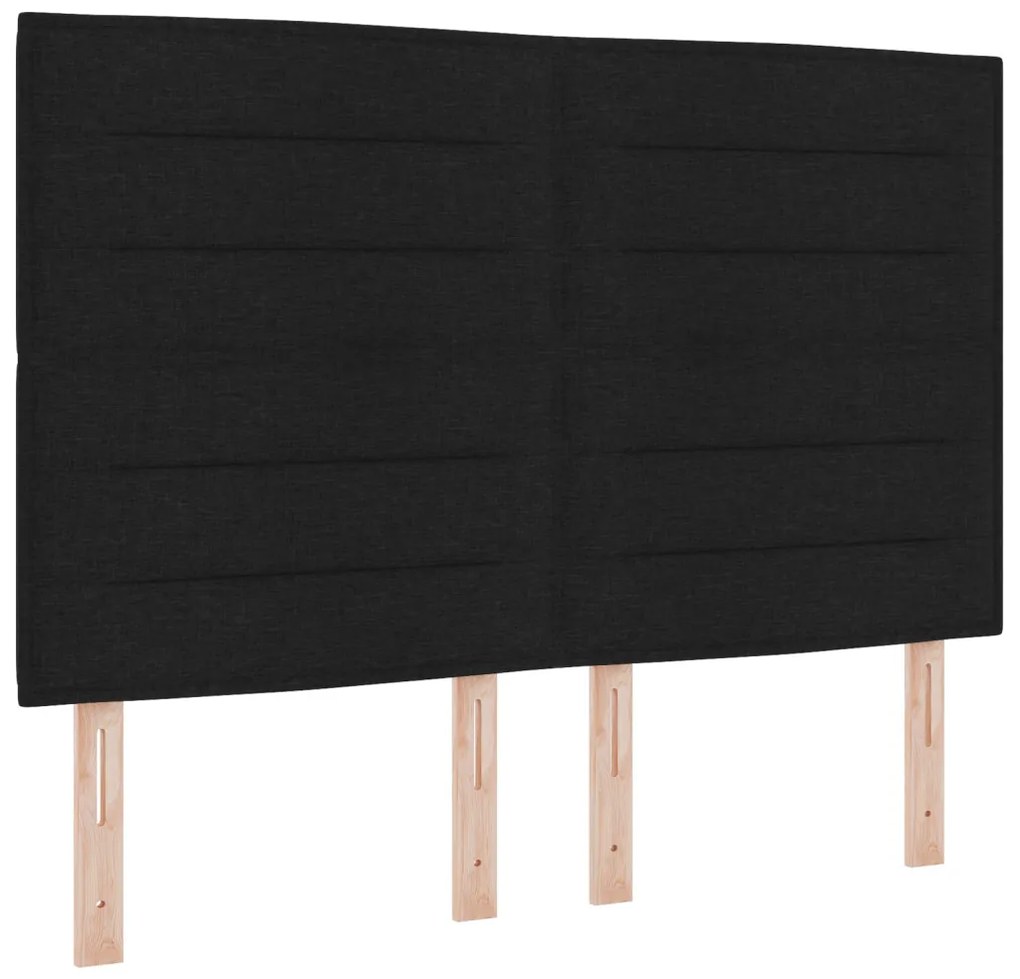 Box Spring Ágy Matraccal és Padló Fekete 160x200 cm Szövet