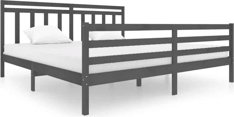 vidaXL szürke tömör fa ágykeret 200 x 200 cm