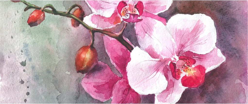 Kép - Orchideák, akvarell (120x50 cm)