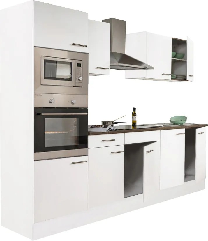 Yorki 270 konyhabútor fehér korpusszal, selyemfényű fehér fronttal