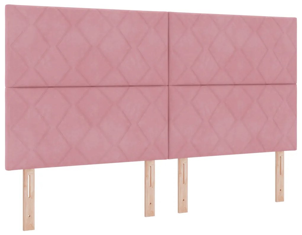 Boxspring Ágy Mattal Rózsaszín 180x200 cm Bársony