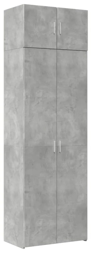 betonszürke szerelt fa tárolószekrény 70 x 42,5 x 225 cm