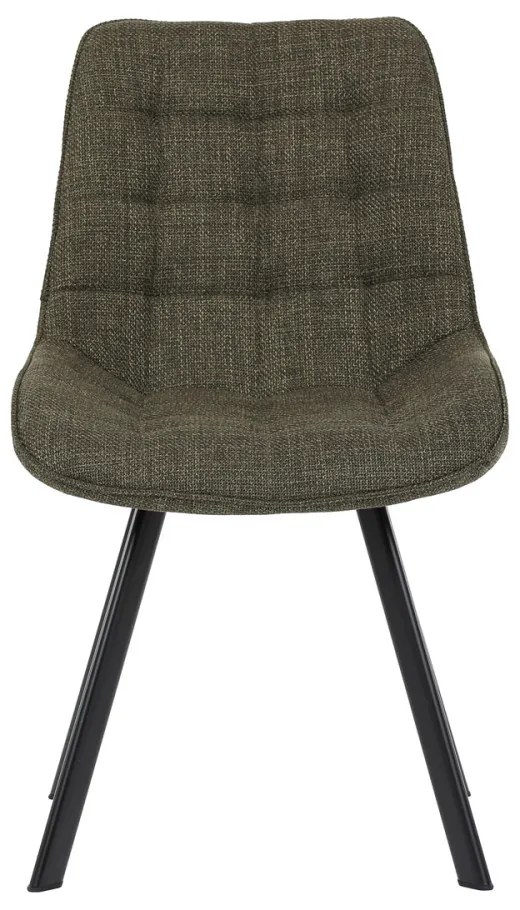 Scaun de dining tapițat cu țesătură verde și picioare metalice. HC-465