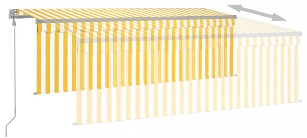 sárga-fehér automata kihúzható napellenző redőnnyel 4 x 3 m