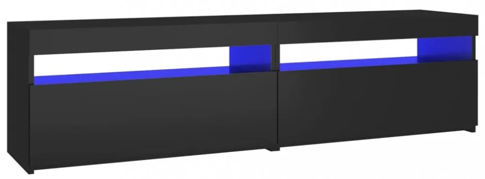 2 db fekete TV-szekrény LED-világítással 75 x 35 x 40 cm