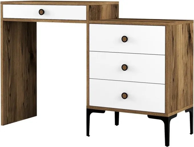 Lizbon fésülködőasztal, dió-fehér, 124 cm – TR845HCT2302