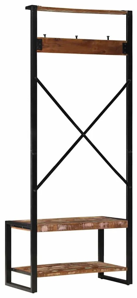 tömör újrahasznosított fa ruhatartó állvány 80x40x190 cm