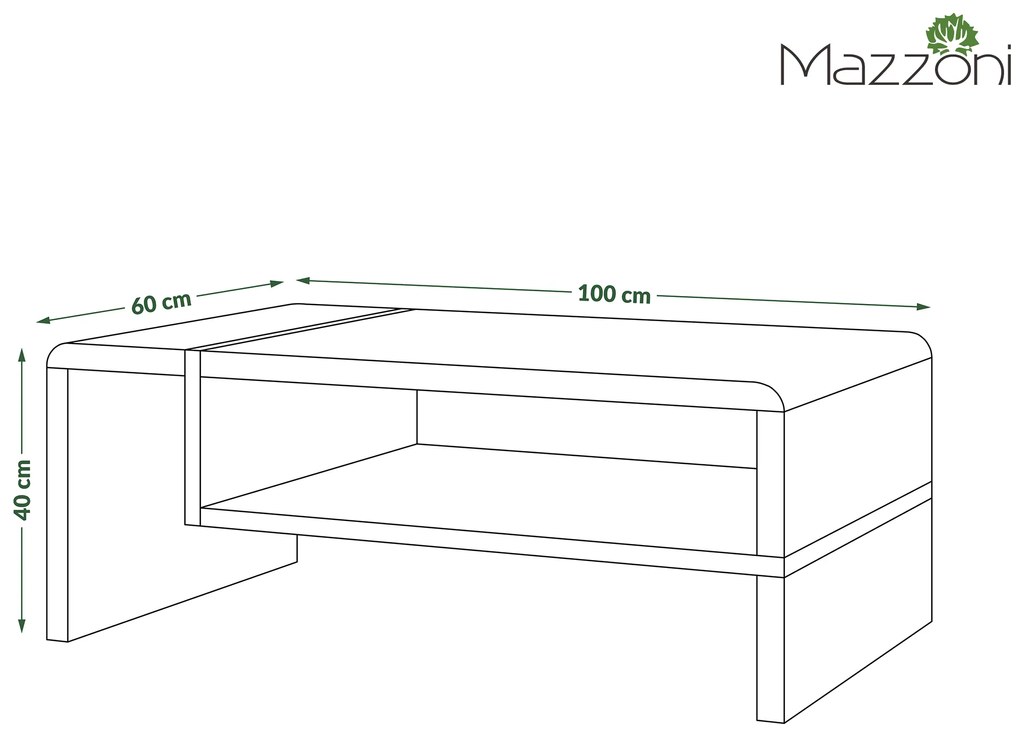 Mazzoni FOLK Fehér/Millenium Beton - MODERN DOHÁNYZÓASZTAL POLCCAL