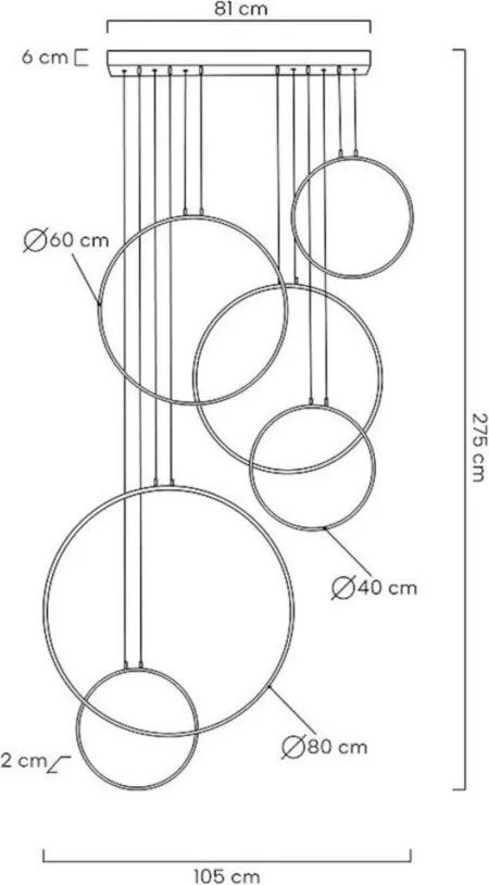 KING HOME MSE010100371 CIRCULO Modern Led Függesztett Lámpa Fekete LED IP20