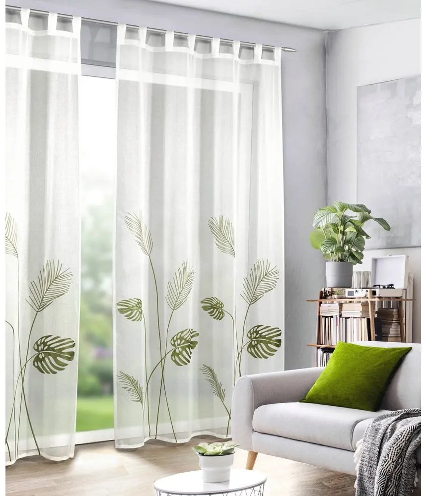 Fehér-zöld voile fényáteresztő függöny 135x245 cm – Sehlbach