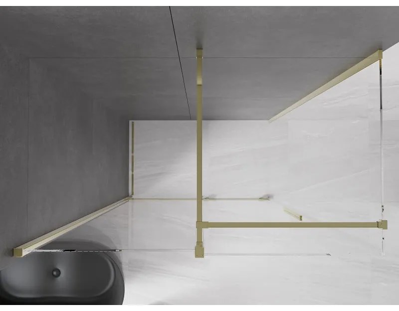 Mexen Velar, zuhanykabin tolóajtóval 150 (ajtó) x 90 (fal) cm, 8mm átlátszó üveg, arany fényes, 871-150-090-01-50