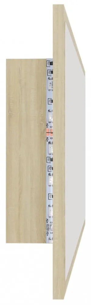 sonoma tölgy akril LED-es fürdőszobai tükör 100x8,5x37 cm