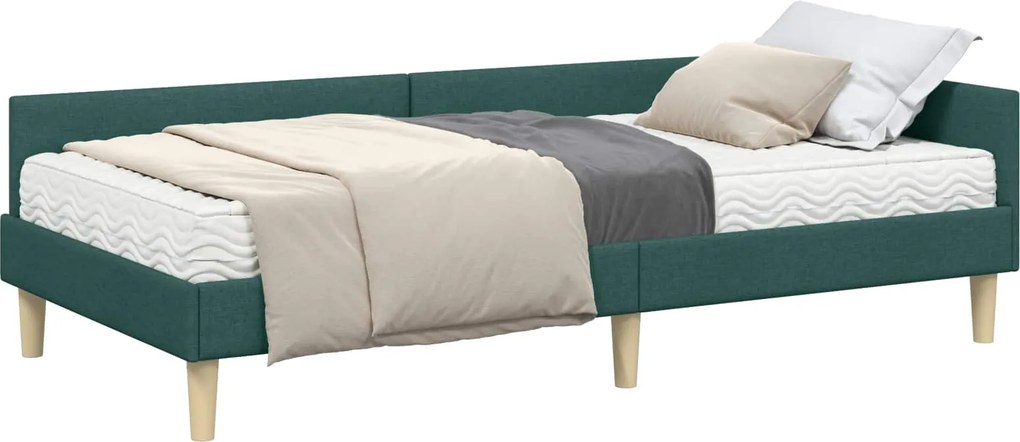 vidaXL Sarok Ágykeret Matraccal matracmal 2 pcs Zöld szövet