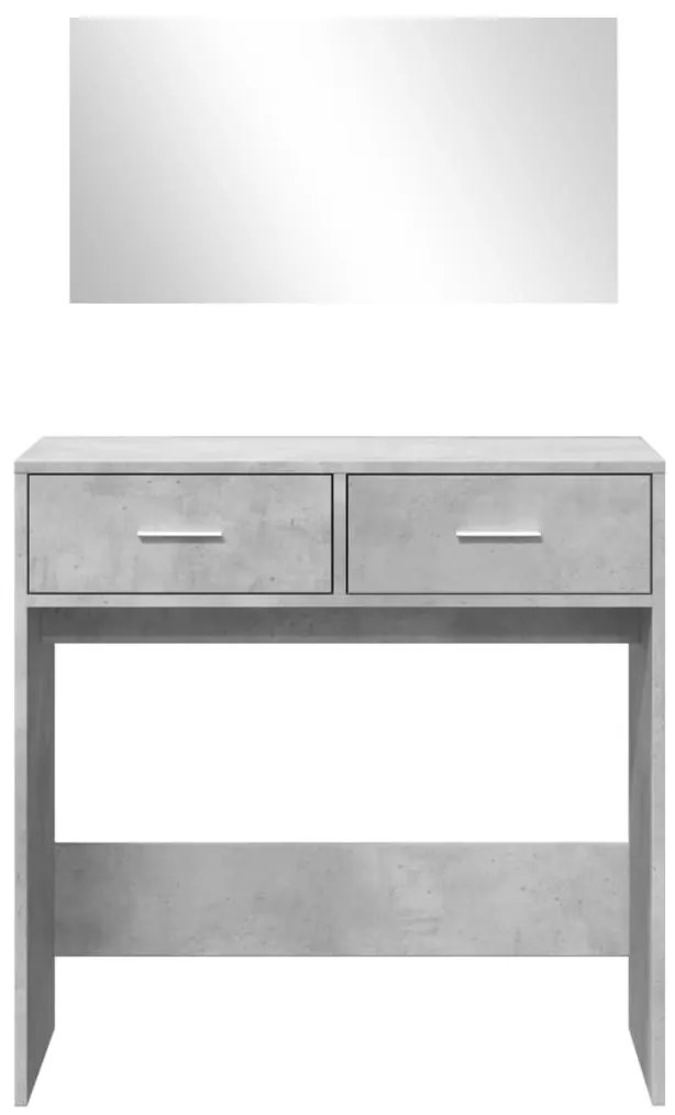 betonszürke fésülködőasztal tükörrel 80x39x80 cm