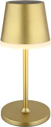 Globo 36637GM Solar asztali lámpa, fém/műanyag aranyszínű metál, műanyag szatírozott, csúszókapcsoló, CR18650 1200mAh 3.7V, IP44, 2 szerelési magasság: 41 cm/26 cm, ø: 110mm, M: 410mm, tartozék: 10x LED 0.06W 3V, 3000K