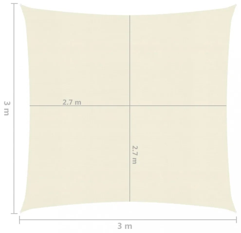 krémszínű HDPE napvitorla 160 g/m² 3 x 3 m