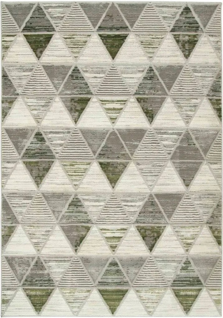 240x330 cm Csillogó Szőnyeg Háromszögekkel Szürke Zöld