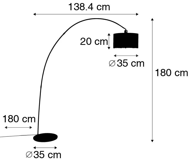 Okos modern íves állólámpa fekete, beleértve az A60 Wifi-t - Vinossa