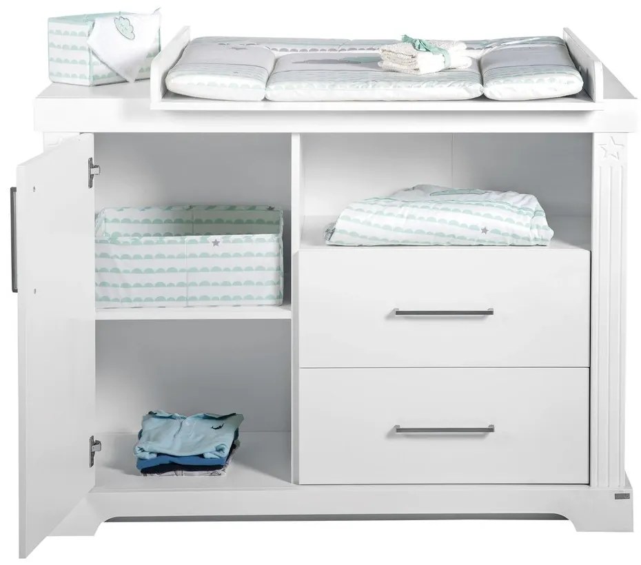 Fehér alacsony gyerek komód pelenkázó feltéttel 120x98 cm Maxi – Roba