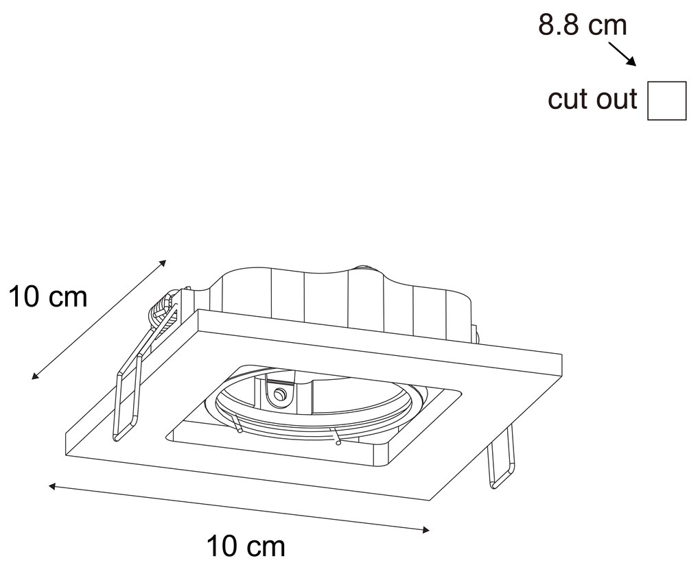 10 db-os készlet beépíthető spotlámpa fekete állítható - Qure