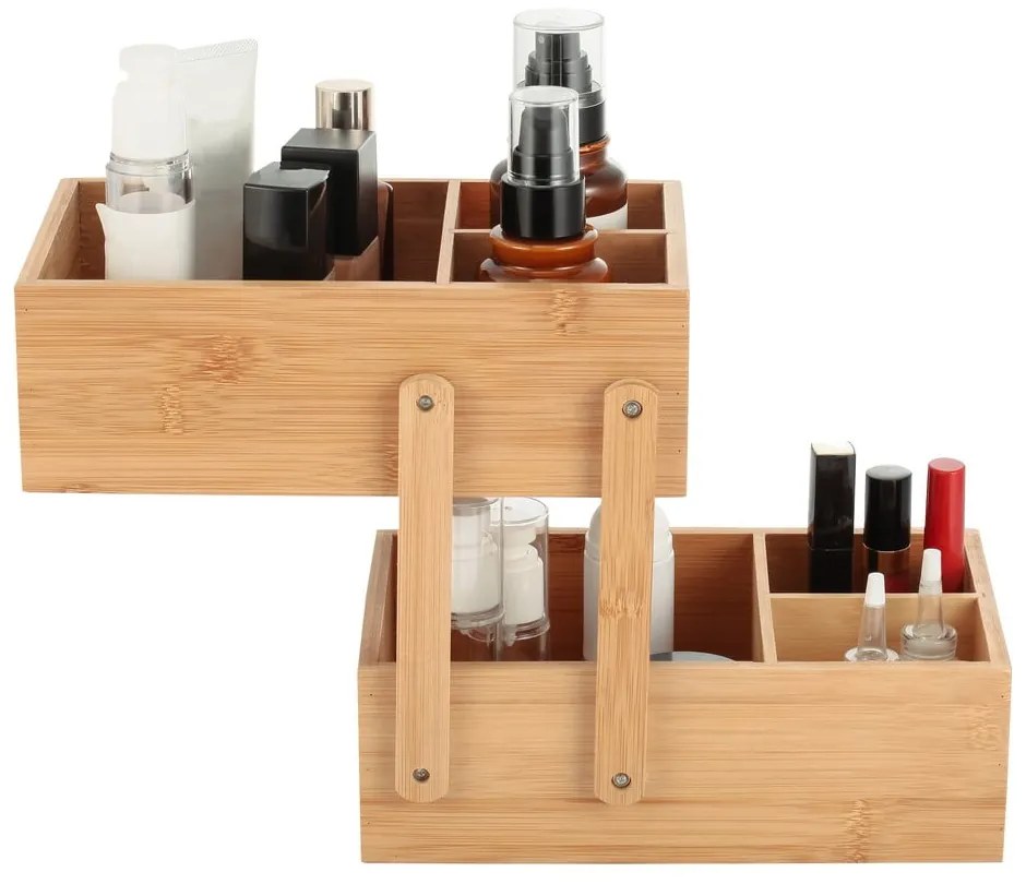 Natúr színű bambusz fürdőszobai rendszerező kozmetikumokhoz Isalys – MSV
