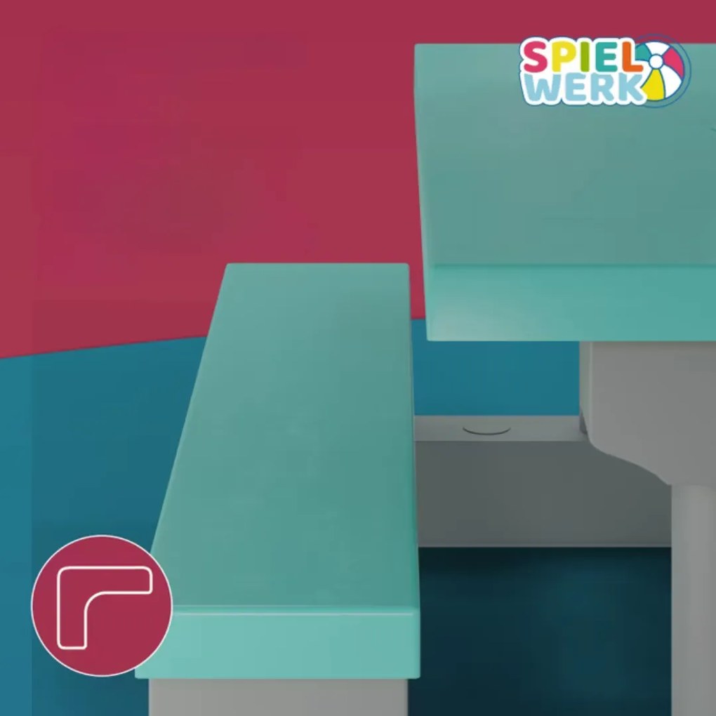 JASMIN gyerek ülőgarnitúra napernyővel, 67x78,5x42,5cm, szürke/mentazöld Spielwerk