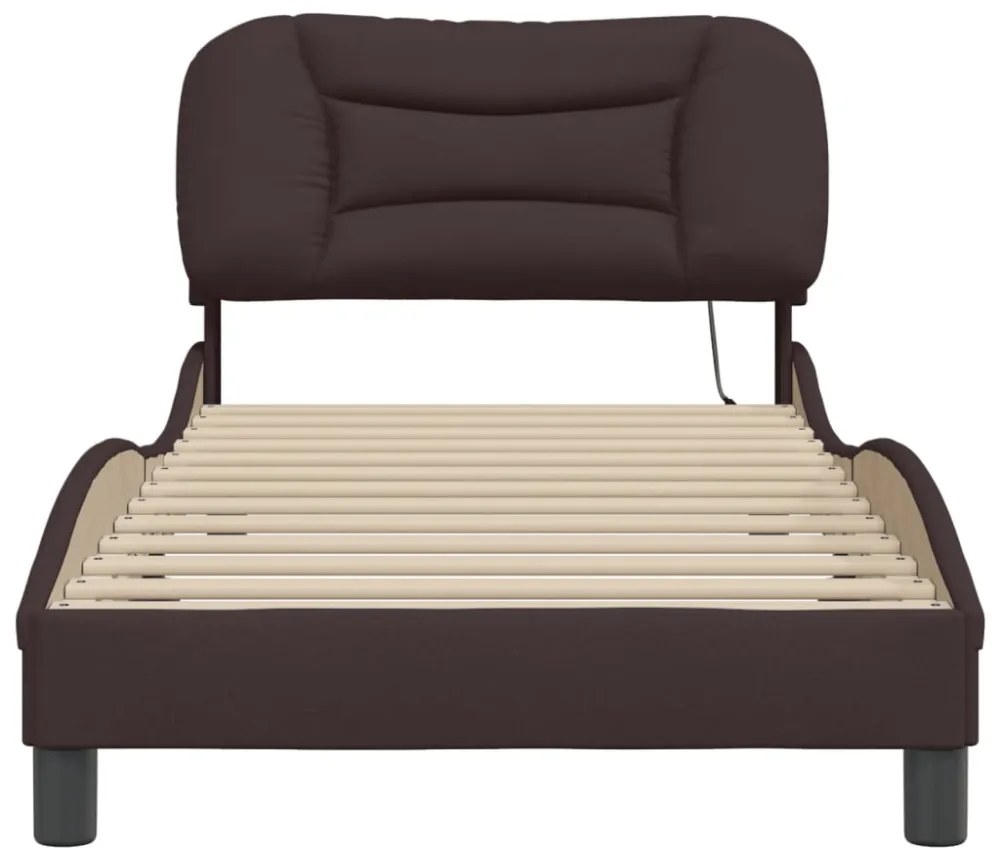 sötétbarna szövet ágykeret LED-ekkel matrac nélkül Hvar 90x200 cm