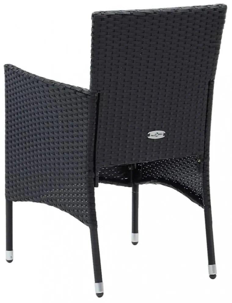vidaXL 5 részes fekete polyrattan kerti étkezőgarnitúra párnákkal