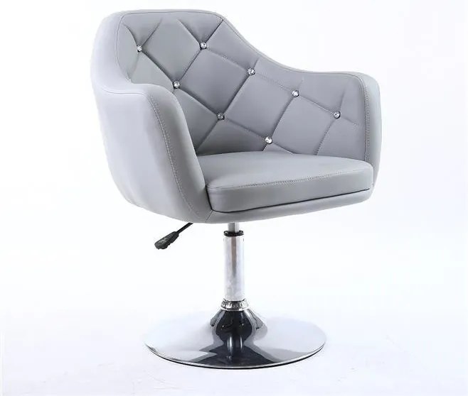 HC830 Szürke modern műbőr szék krómozott lábbal