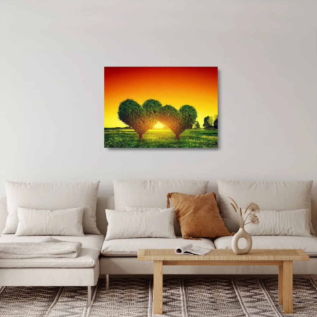 Kép - szív a fák tetején (üvegen) (70x50 cm)