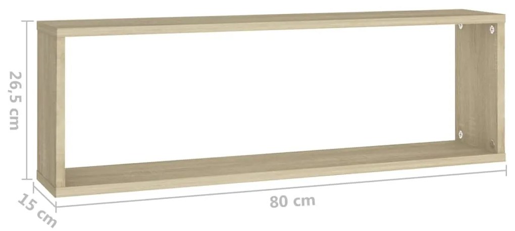 4 db sonoma tölgy színű szerelt fa fali polc 80 x 15 x 26,5 cm