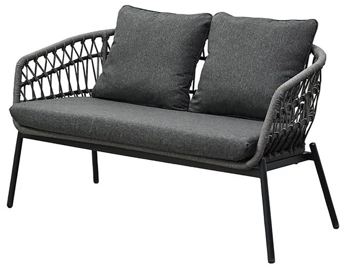 Kerti Ülőgarnitúra, Fém + Polyrattan, Szürke. GREY