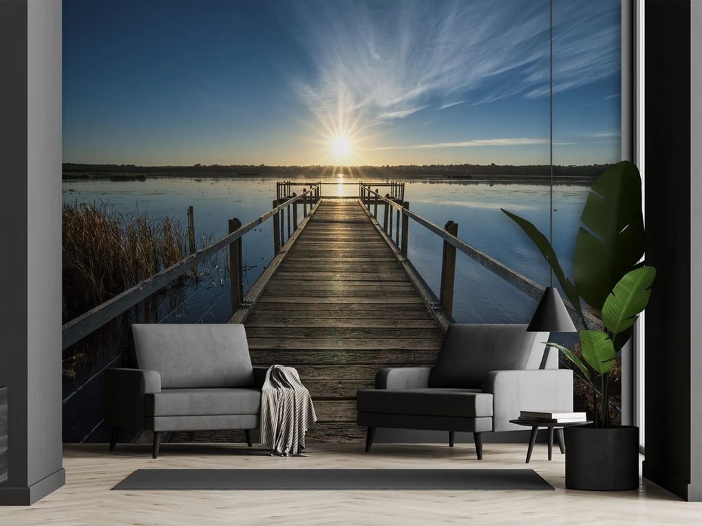 Gario Fotótapéta Tó régi mólóval naplementében Anyag: Vlies, Méret: 300 x 210 cm