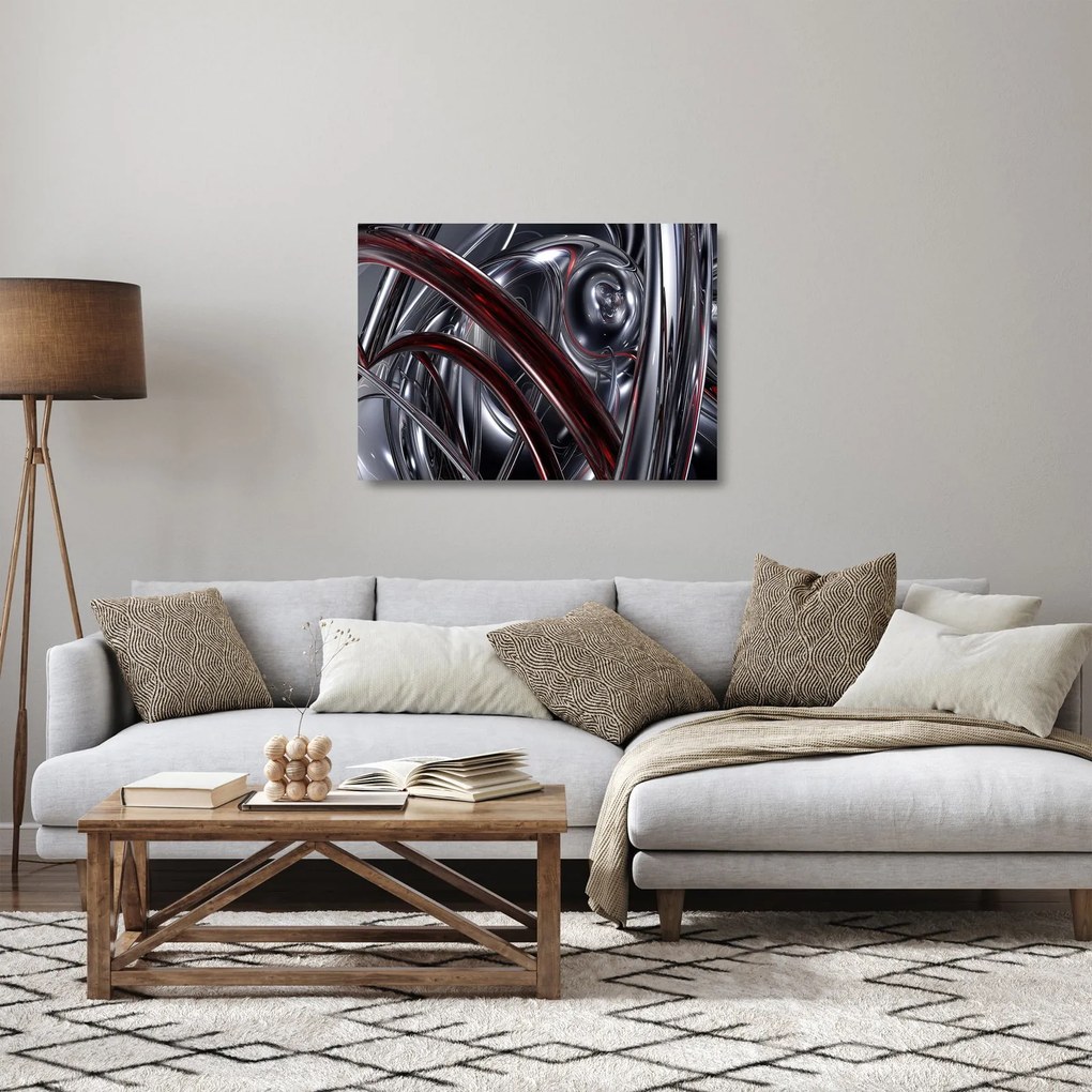Szürke absztrakció kép (üvegen) (70x50 cm)