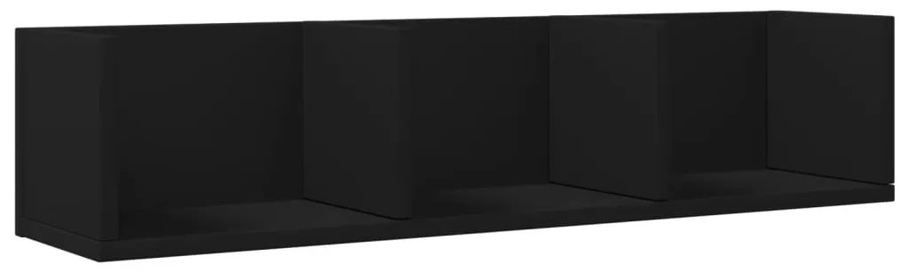 2 db fekete szerelt fa faliszekrény 75x18x16,5 cm