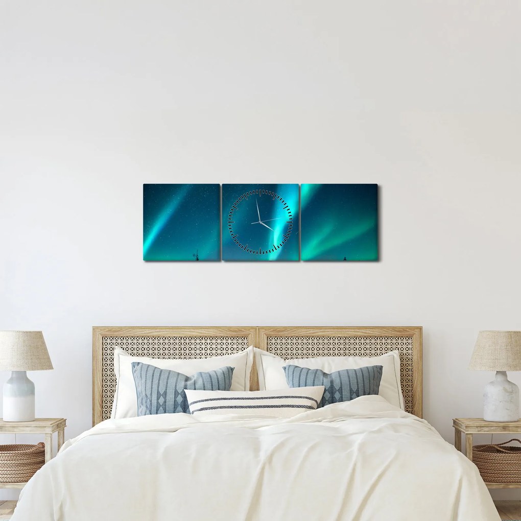 Kép - Aurora Borealis (órával) (90x30 cm)