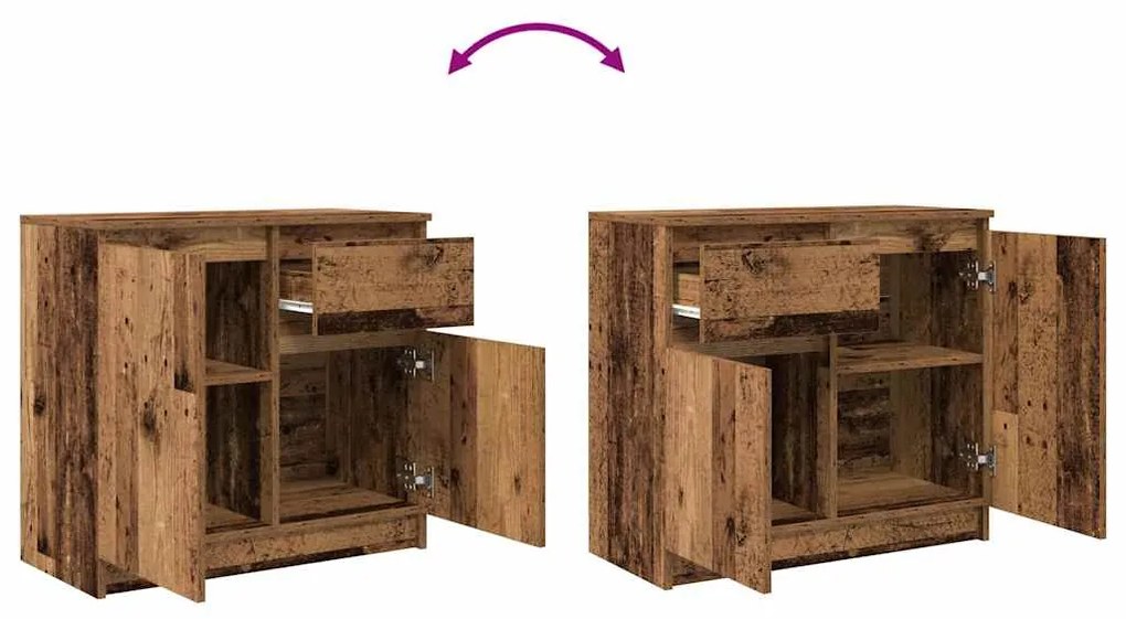 antik fa szerelt fa tálalószekrény fiókos 71x35x65 cm